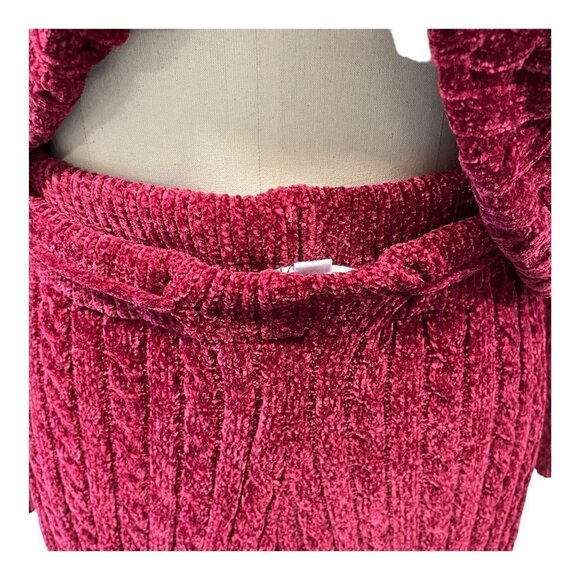 Macaron Boutique Sweater Pants Loungewear Chunky Red Burgundy Size Medium - Picture 3 of 5